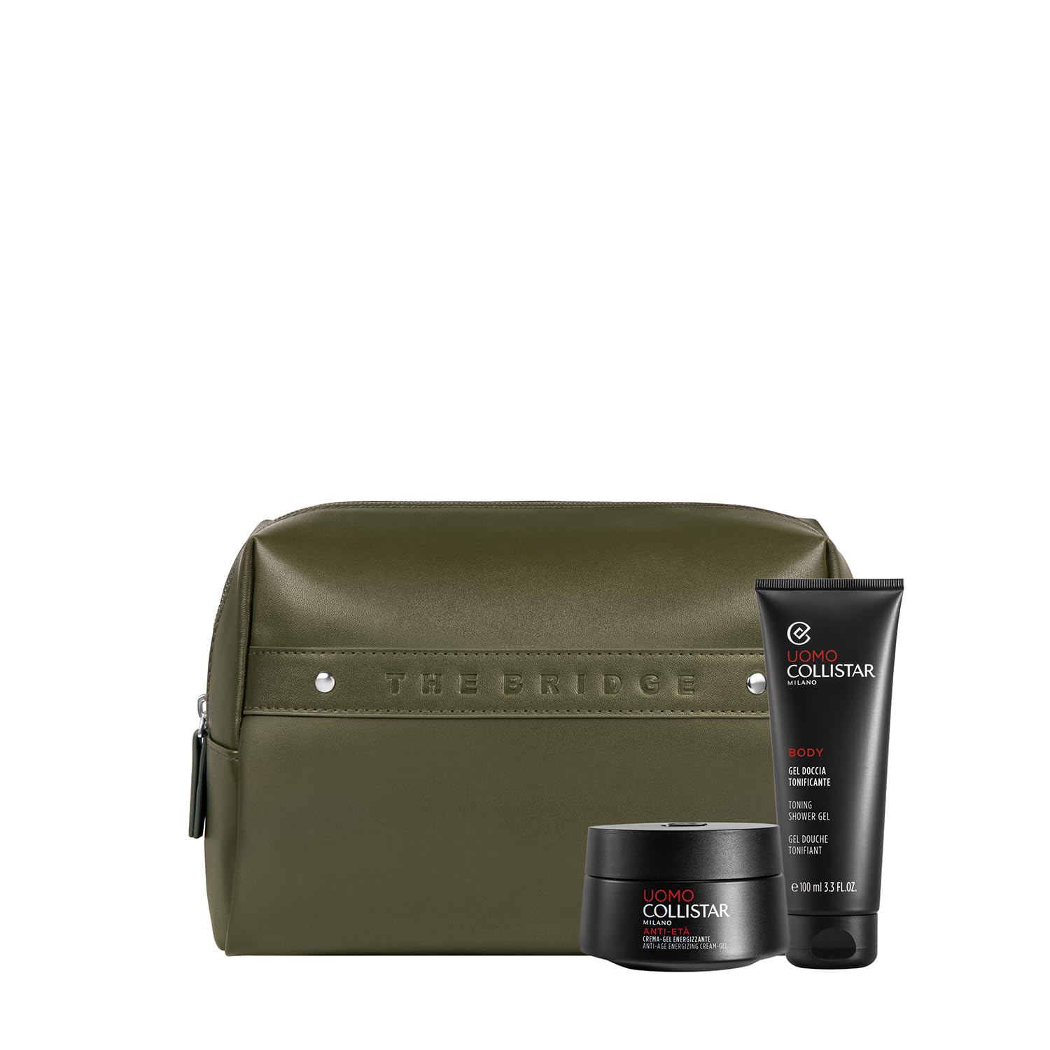 Collistar Uomo Cofanetto Regalo Crema Gel Energizzante Antieta 50ml Gel Doccia Tonificante 100ml Pochette The Bridge