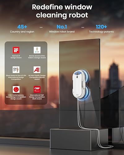 Miniatura 2 de BNZ Robot inteligente de limpieza de ventanas, doble turbo y limpiador de ventanas con doble rociado automático con múltiples sistemas de seguridad,
