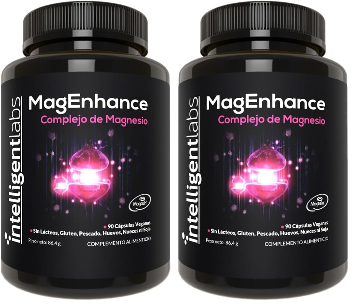 Suplemento de Magnesio MagEnhance Magtein® de Intelligent Labs, Complejo de L-Treonato de Magnesio con Glicinato y Taurato de Magnesio, 90 Cápsulas (Paquete de 2)