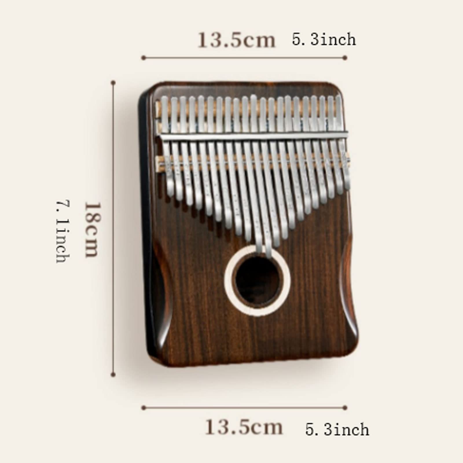 Exquisiter Klang Daumenklavier mit 17 Tasten, 21 Tasten aus Holz, Mahagoni-Körper, Metalltasten, Button-Down-Bend-Design, tragbares Musik-Keyboard Einfach zu Spielen