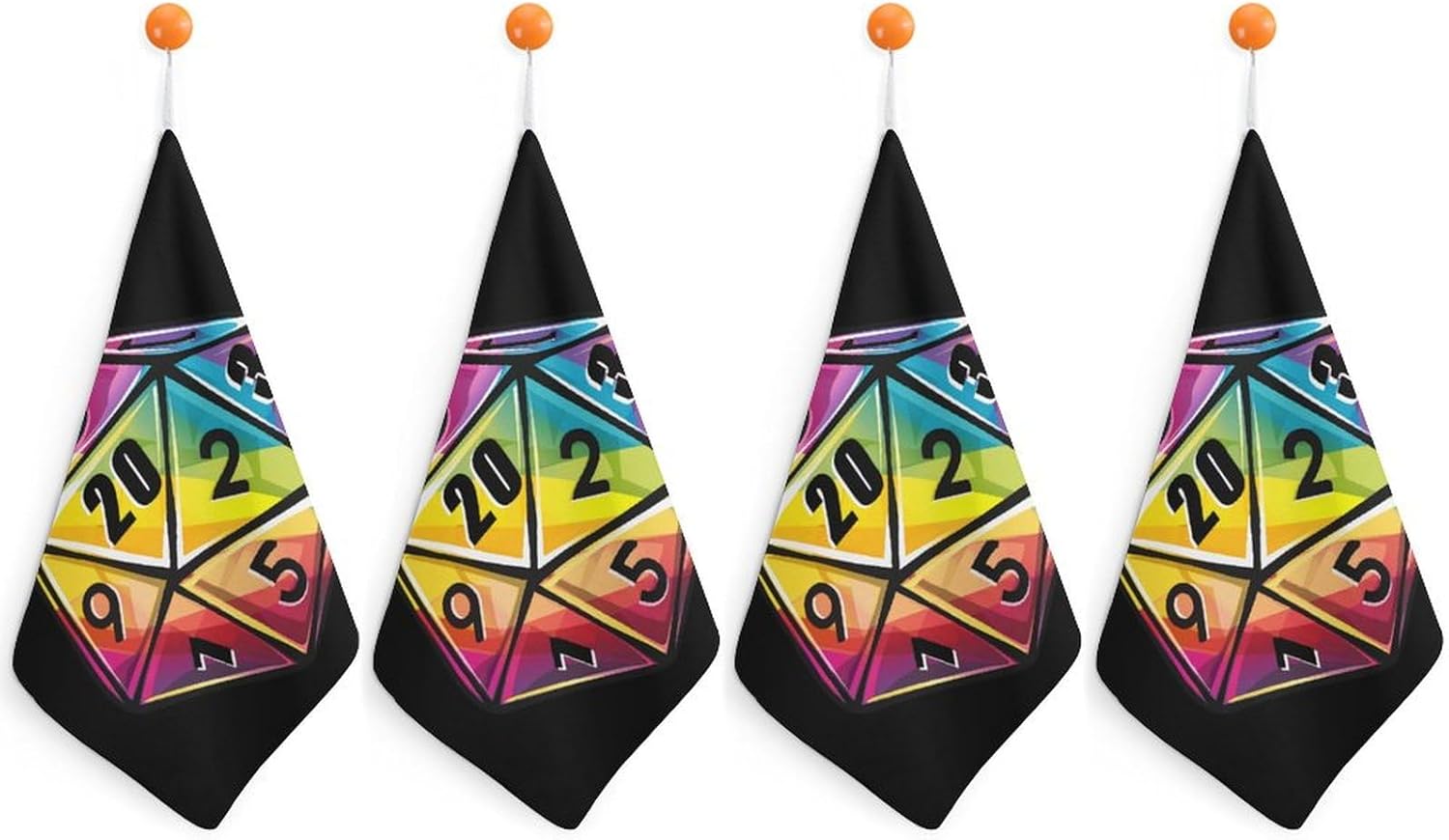 Rainbow Dice Hand Towels for Bathroom Kitchen Towels Small Towel Handkerchiefs with Hanging Loop 4PCS