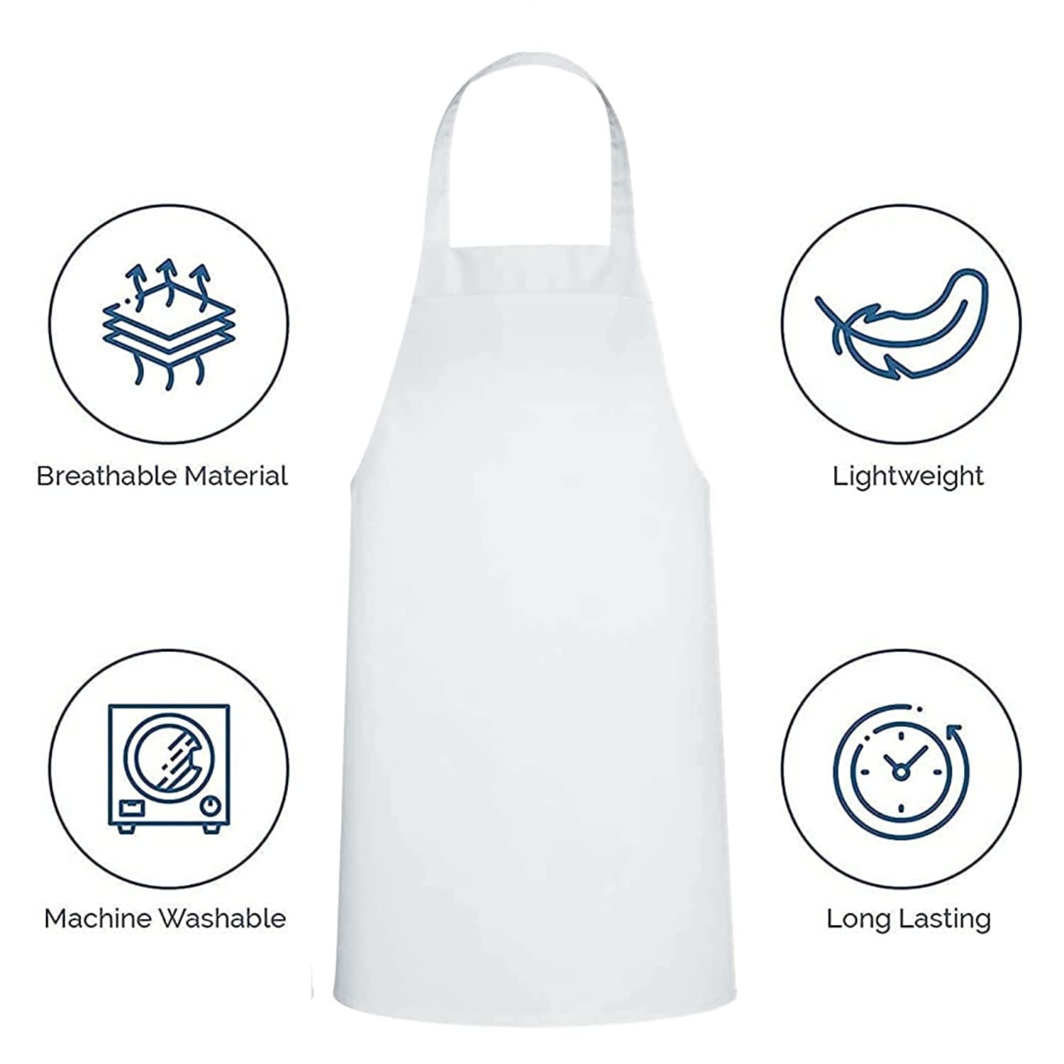 uniformer RedStar - Delantal unisex para cocina para hombres y mujeres, perfecto para la cocina del hogar, restaurante, cafetería, cocina, bar, salón, barbería (blanco, 1 unidad)