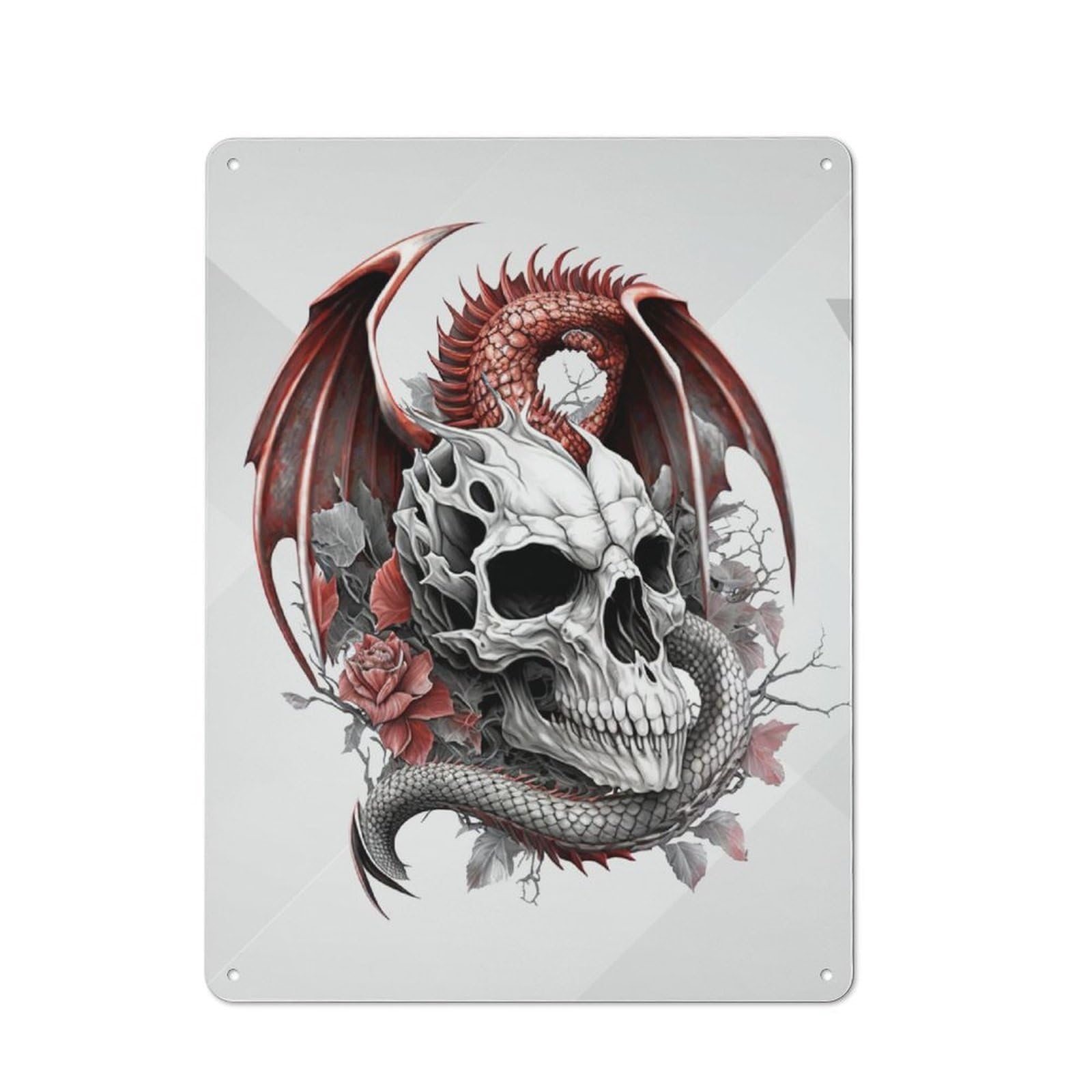 Junmoney The Dragon Skull Vintage Tin Sign 40X30cm With For Dining Room Or Kitchen, For Vintage Wall Decor Fans, For Metal Sign Collectors