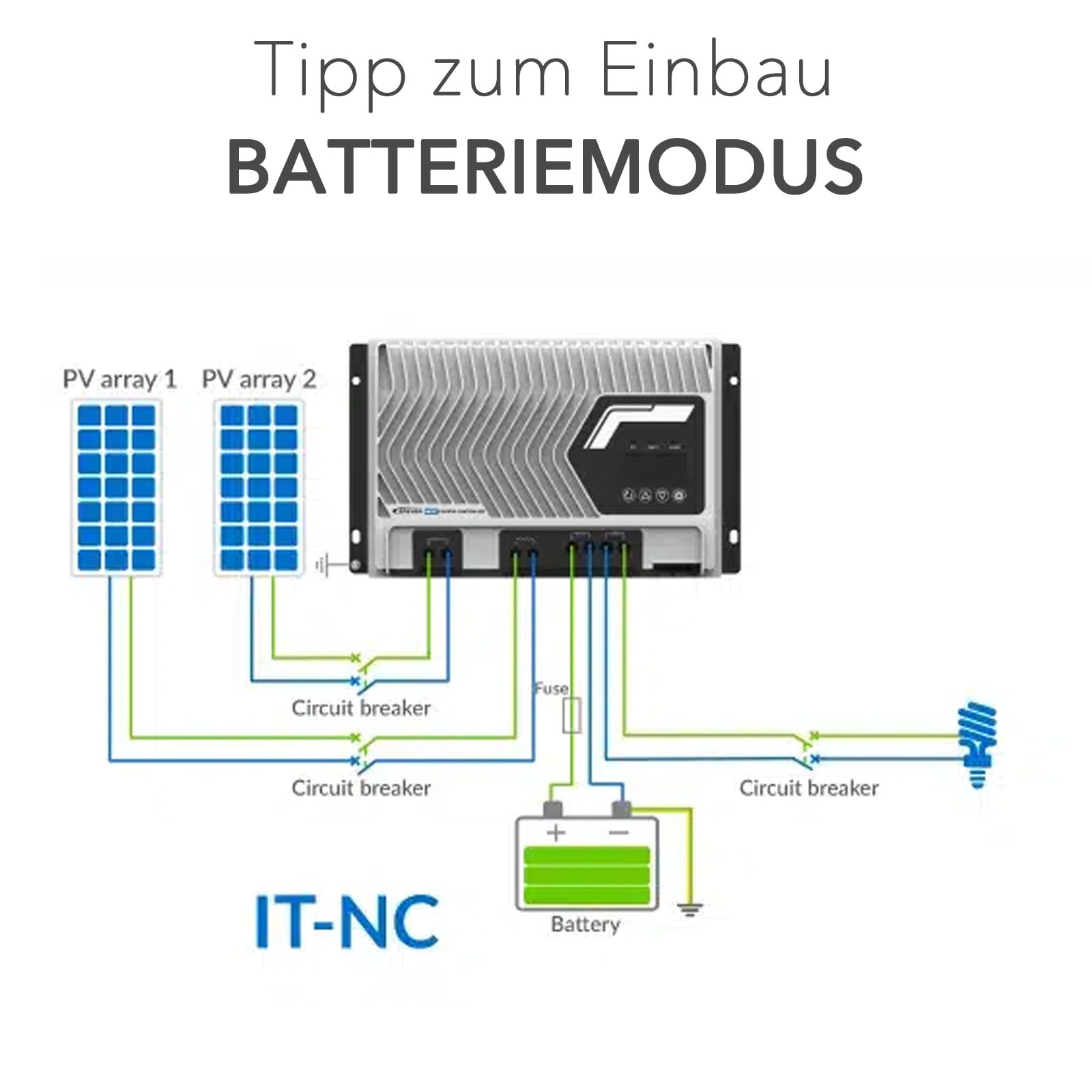 EPEVER® Serie IT-NC G3 Regolatore di carica MPPT – 100A, 200V, 12/24/48VDC auto (IT10420NC G3)