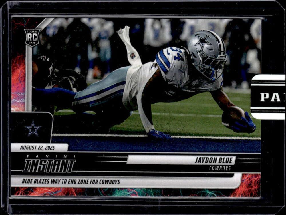 JAYDON BLUE RC 2025 Panini Instant Lightning 5/5 ROOKIE #39 Cowboys Blazes to TD Pre-Season NM-MT Football