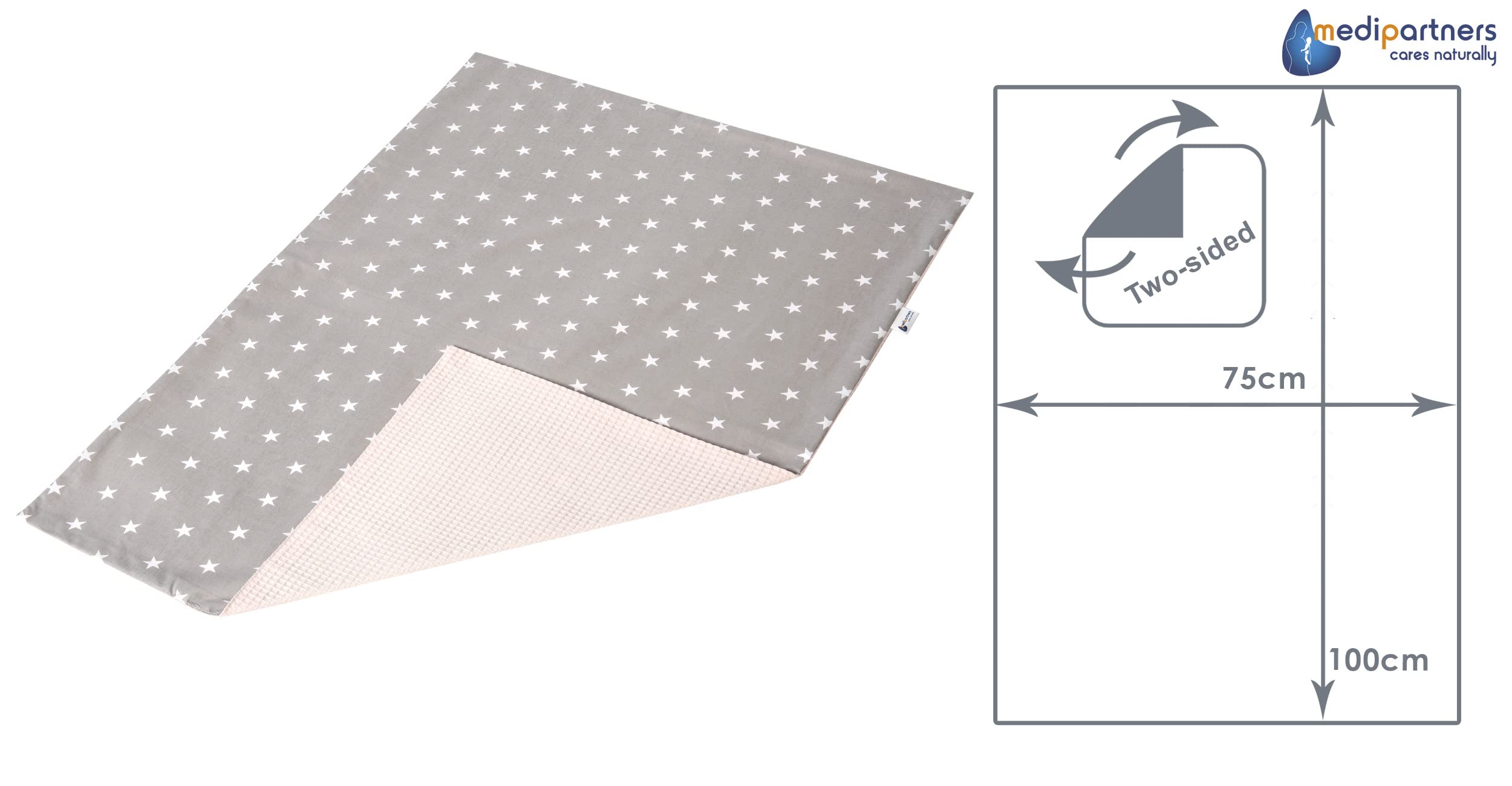 Medi Partners Baby Blanket Newborn Pram Soft 100% Cotton 75x100 Cot Toddler Comfort universal Cuddly Fluffy Crawling Plush bilateral Blankets (Stars With Light Pink Waffle) - Image 4