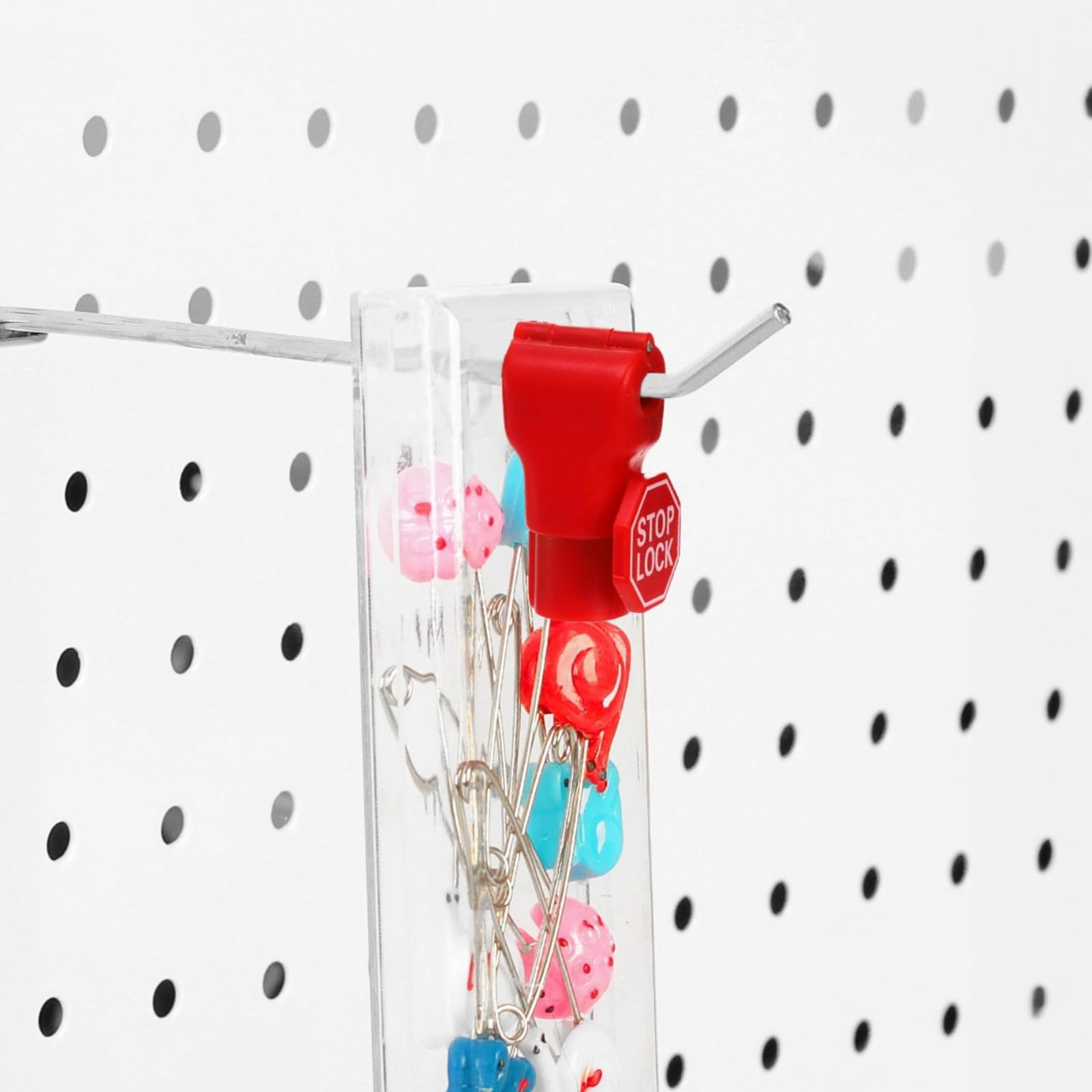 100 Stück Universal Anti-Diebstahl-Sicherheits-Hering-Schloss, Kunststoff-Stopschlösser für Einzelhandels-Displays, 0,6 cm Loch für Warenschutz