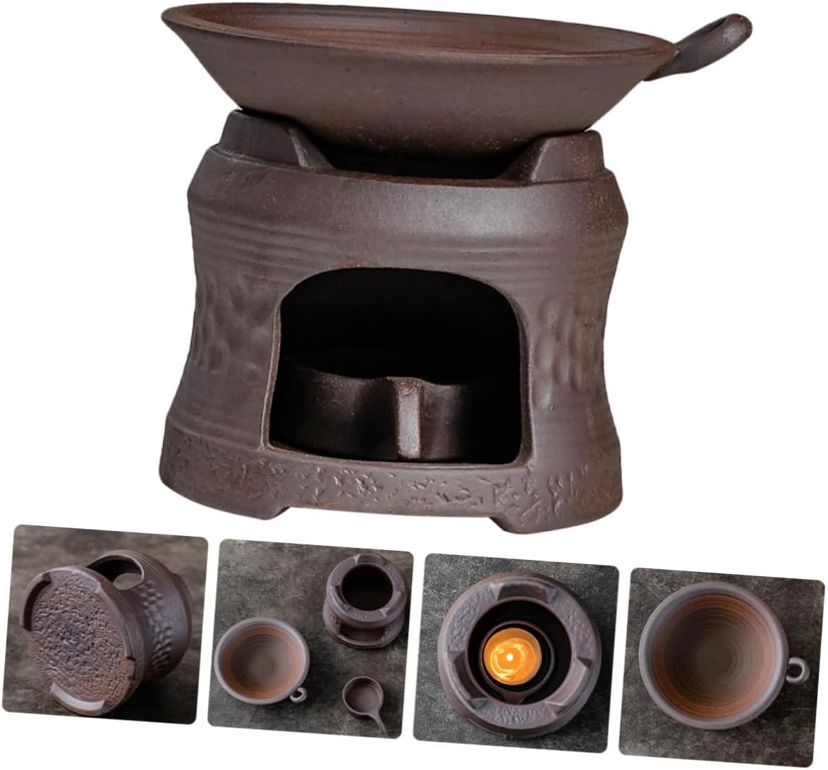 Ceramic Tea Warmer Candle Holder Rustic Earthenware Teapot Stove Heat Retaining Tea Accessory for Home Brewing