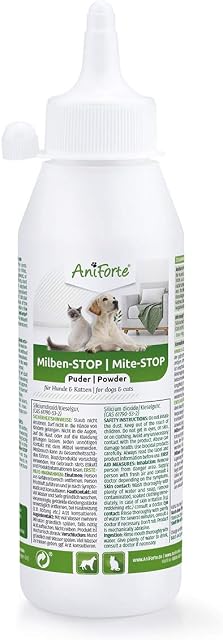 Mite-STOP Powder by Aniforte | Disinfect Cats & Dogs with Proper Flea Treatment | 250ml (50g) Diatomaceous Earth
