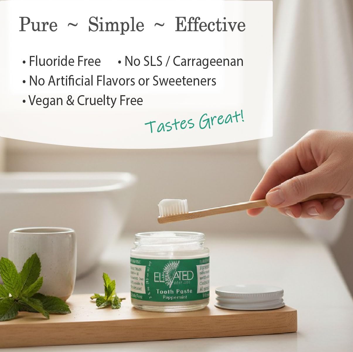 All Natural Fluoride Free Toothpaste with Xylitol in Glass Jar - 4 Flavors - SLS Free Vegan Toothpaste - No Carrageenan (1, Spearmint) image 4