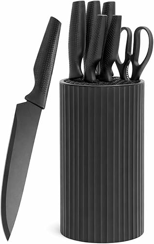 Miniatura 12 de Juego de cuchillos de cocina blancos con bloque, juego de 5 piezas de cuchillos de acero inoxidable, cuchillo de chef, cuchillo de pelar, tijeras de