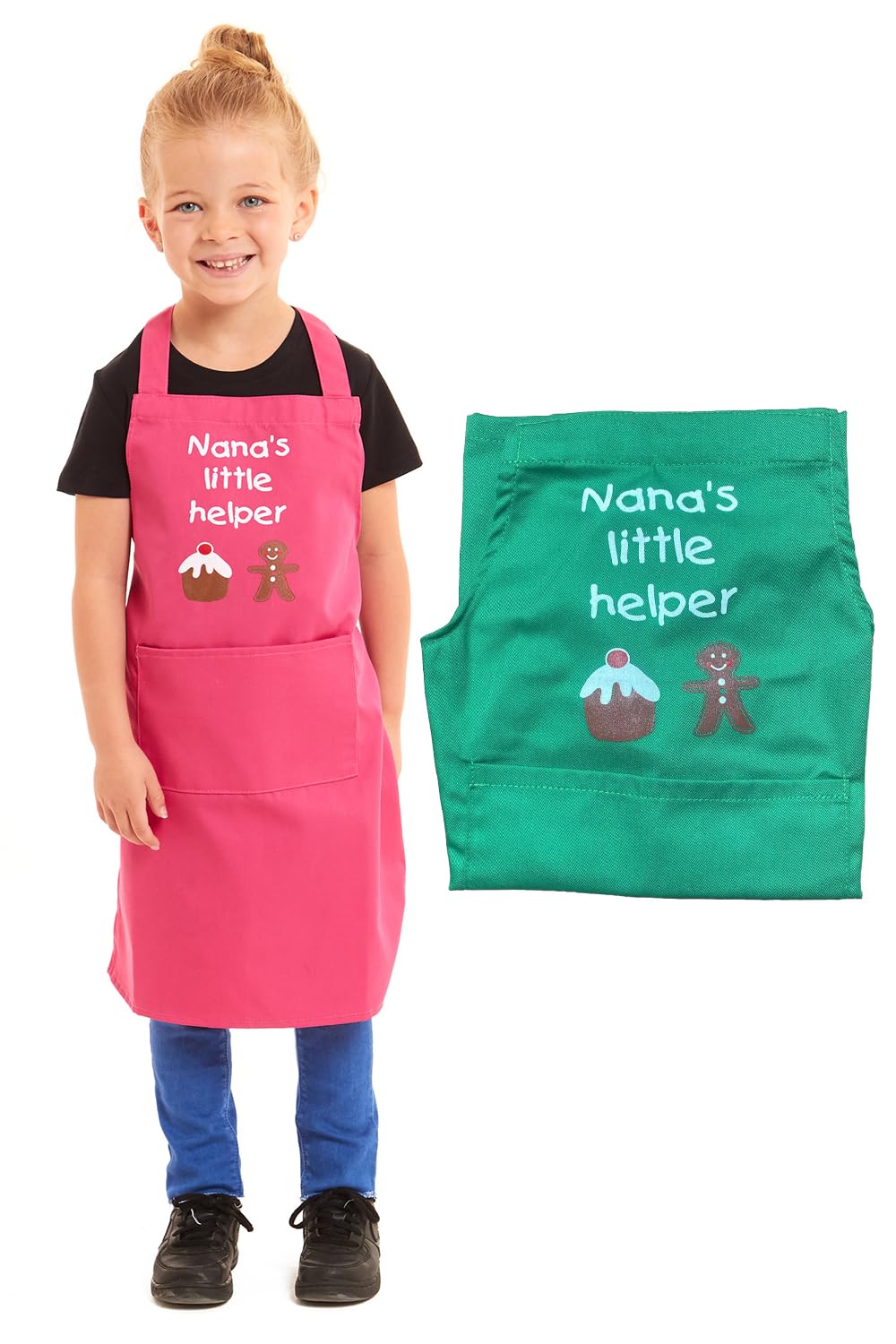Tesmark Green Nana's Little Helper Apron For Kids Ideal For Cooking Baking Painting Pottery Drawing Culinary Kitchen And Craft Activities Perfect For Junior Artists And Chefs (Green)