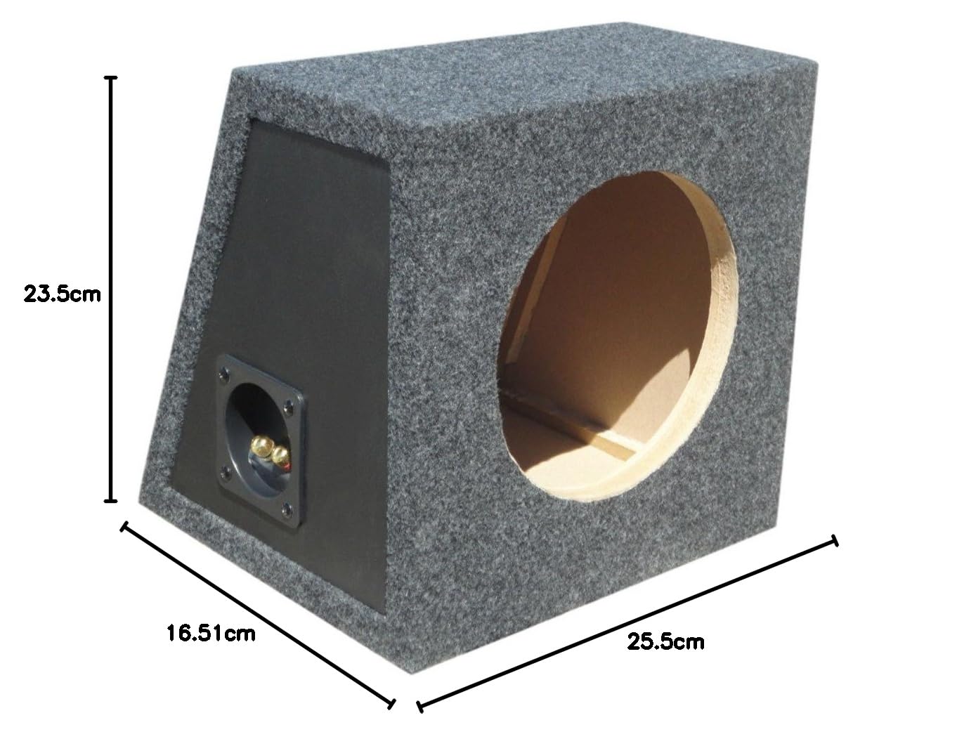 Box Caja VACÍA por Sub SUBWOOFER DE 20,00 CM 200 MM 8" DE Forma Trapezoidal DE 8 litros EN SUSPENSIÓN PNEUMÁTICA (Caja SELLADA)