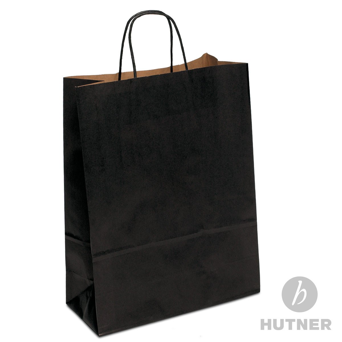 Papiertasche edel & stabil | 150 Stück schwarz 32+14x42 cm | Qualität aus deutscher Produktion | Tragetasche aus Papier | HUTNER