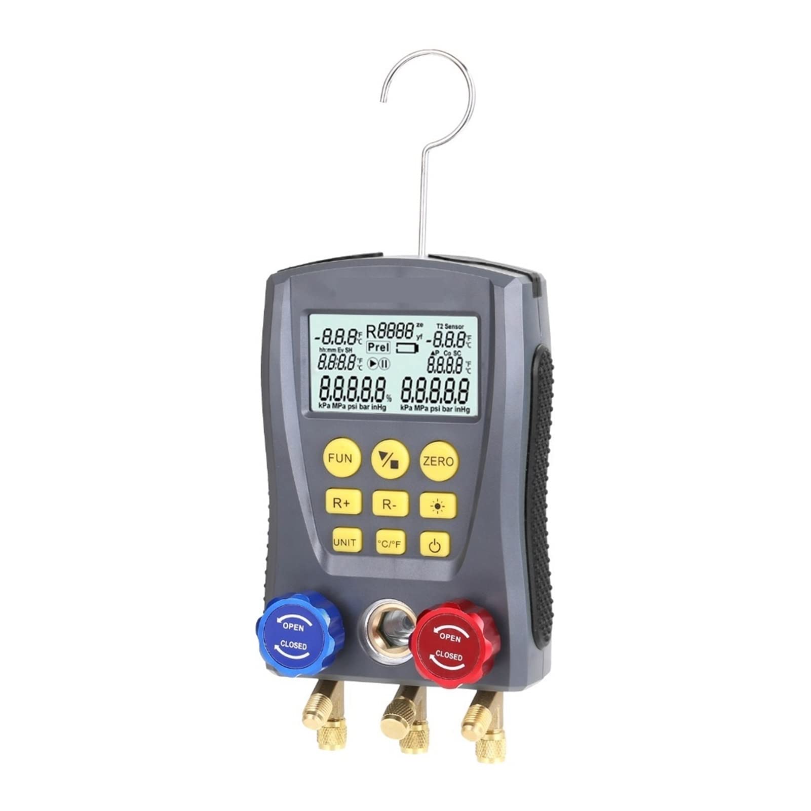 Cyfrowy miernik kolektora, Pressure Gauge Digital Vacuum Manifold Tester Meter Refrigeration Temperature