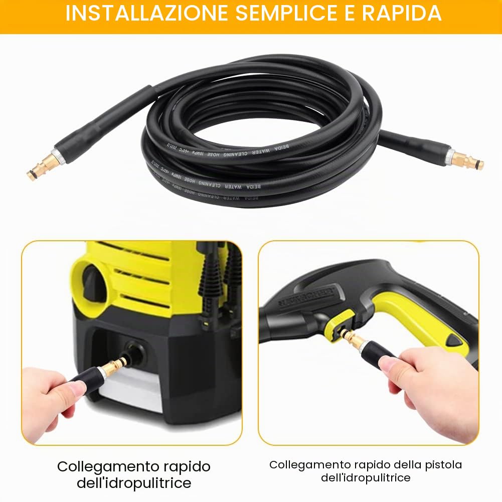 Tubo di ricambio per rondella ad alta pressione per Karcher K2 K3 K4 K5 K6 K7 Tubo flessibile ad alta pressione, connettore rapido e rilascio