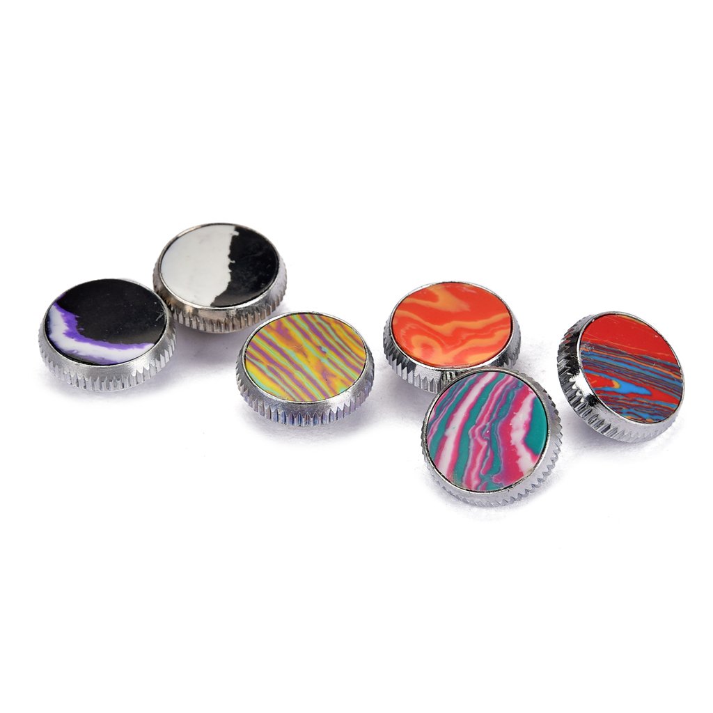 Alnicov Juego de 6 botones de dedo para válvula de trompeta, piezas de reparación de piedras coloridas para tapas de válvula de trompeta, accesorios