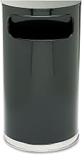 Rubbermaid Commercial Products European & Metallic Series Receptacle Half-Round Trash Can, 9-Gallon, Black/Chrome, Side Opening Indoor/Outdoor Waste Container for Lobby/Office/School/Restaurant
