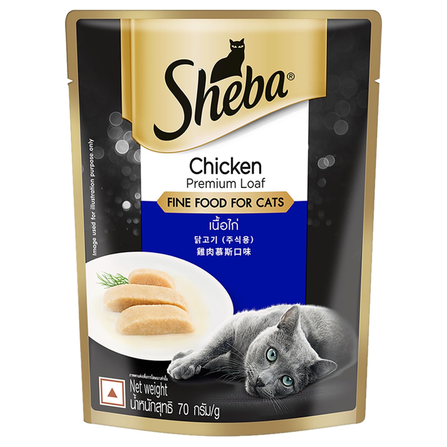 Sheba Fine Premium Adult (1+ Years) Wet Cat Food, Chicken Premium Loaf, 70 g Pouch, High-Moisture Gravy cat Food for Healthy Hydration