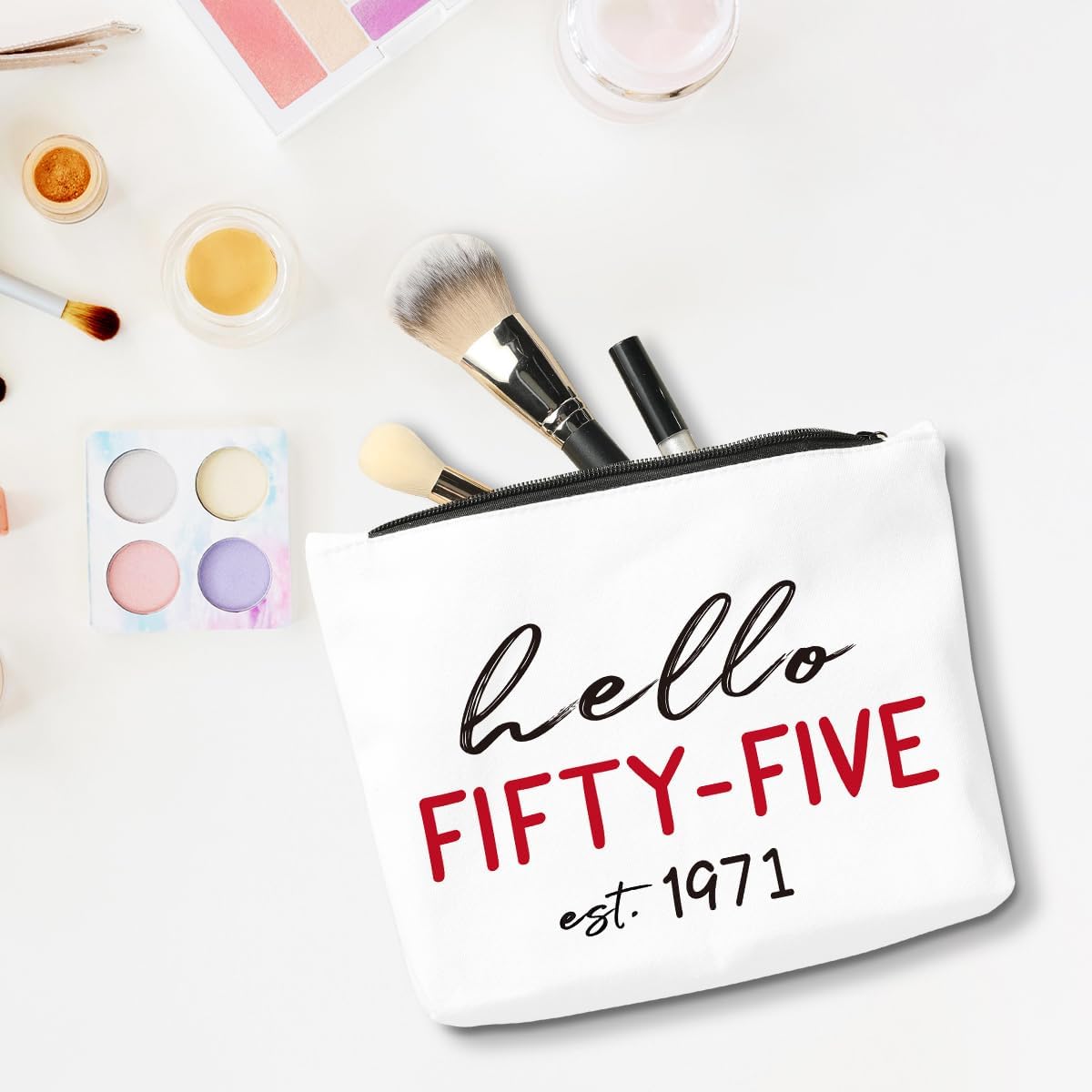 Funny 55th Birthday Gifts for Women 1971 Birthday Gift Makeup Bag, Happy Anniversary 55th Party Decorations for Women Cosmetic Bag, 55 Year Old Gifts Make Up Bags - Image 3