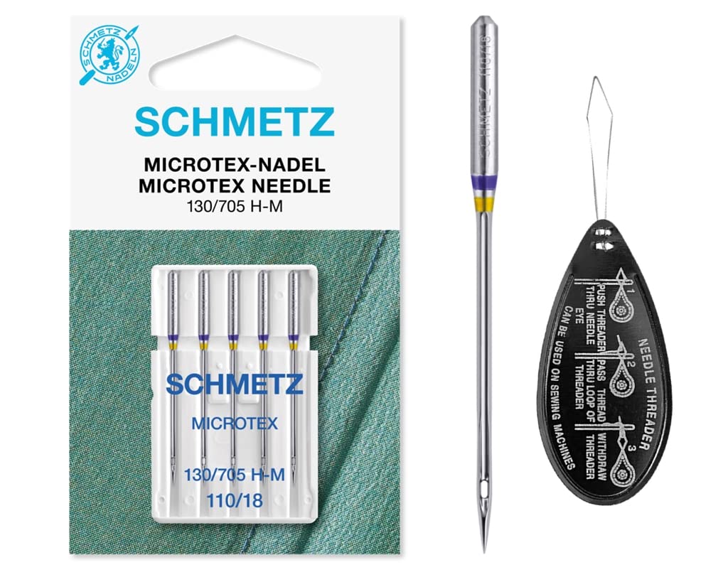 Microtex (Sharp) Sewing Machine Needles, Size 110/18, Includes Large Needle Threader