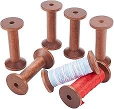 PH PandaHall Wooden Spools 6pcs Empty Wood Thread Spools Sewing Bobbins Spools Craft for Jewelry Chain Wrapping Arts Crafts Thread Wire Weaving Ribbon Embroidery Thread Cord Roll 2.9x1.3 Inch