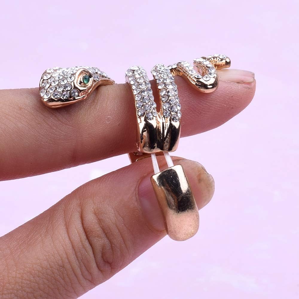 Women Rings Fashion Snake Ring Female Gold Alloy Metal Handmade Rhinestone Ring Animal Jewelry Initial Ring Men Rings image 3