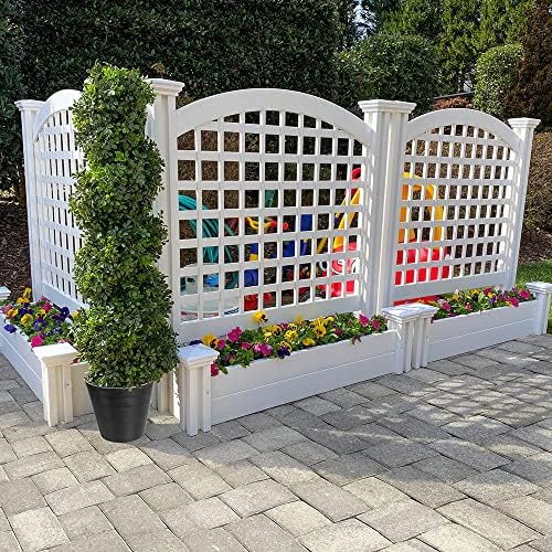 Enclo Privacy Screens EC18005 45.5" H x 42" W x 11.25" L Belmont Outdoor Privacy Freestanding Fence Screen Lattice with Planter Box, White