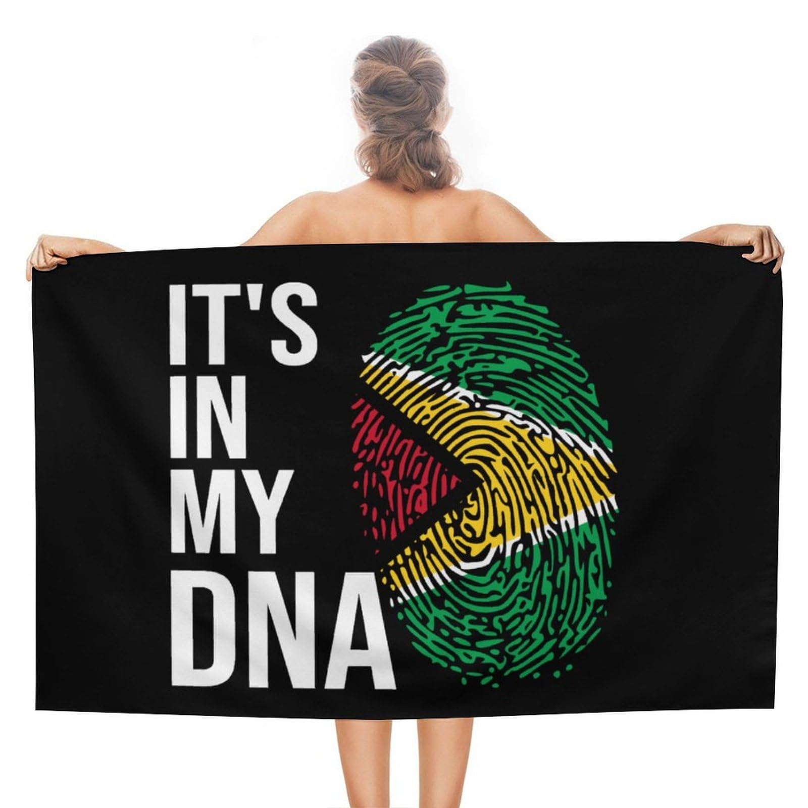 CGSBNGHA It's In My DNA Guyana Flag Beach Towels Soft Bathroom Bath Pool Swim Towels for Women Men