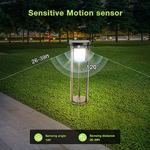 Lustrlach Solar Pathway Motion Sensor Lights Outdoor Waterproof 20In Modern Landscape Bollard Lights For Garden Walkway Patio,Dusk To Dawn Solar Powered Driveway Lights 3000K Warm White #TOP3