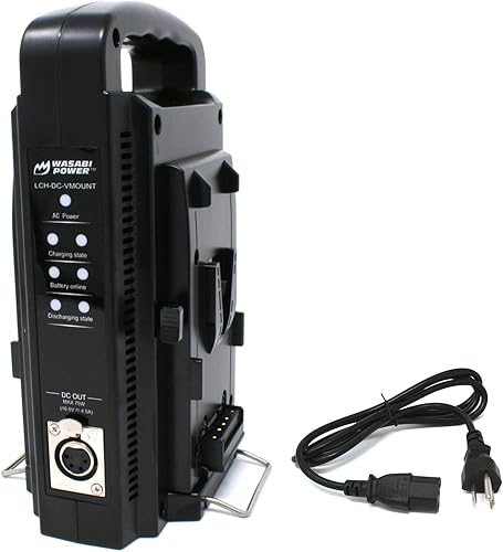Wasabi Power Cargador dual para montaje en V/V Lock Cargador de batería con salida de fuente de alimentación DC 16.8V compatible con cualquier