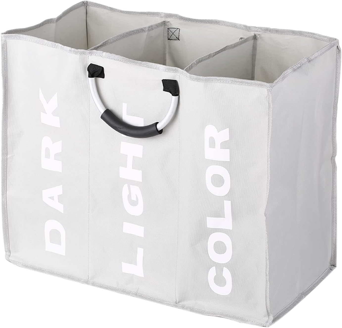 3-Section Large Foldable Oxfo Laun Basket Bag Dirty Clothes Storage Bag Organizer with Alu num Handles-KUAW
