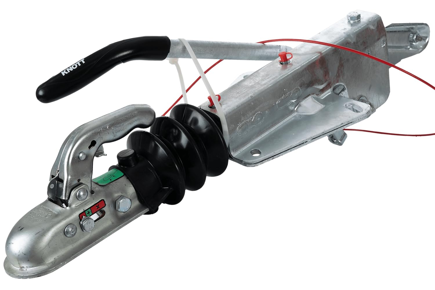 Knott Gancio a V KF17-C con frizione K20-B, zGG 900-1700 kg, carico di supporto 100 kg, foro 166 mm, zincato, indicatore di usura, montaggio superiore, per rimorchi frenati