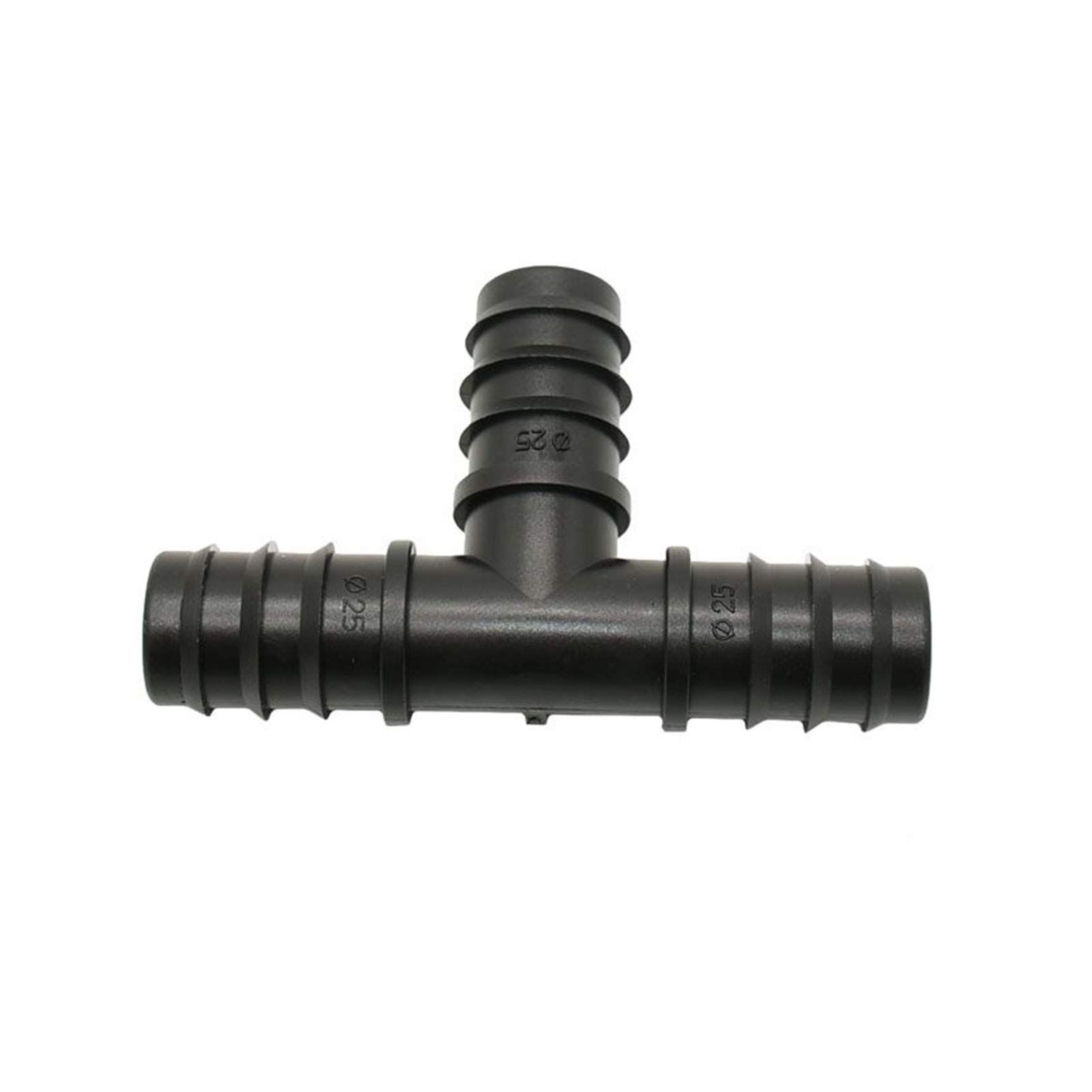 Conector de tubo de manguera de 25 mm Jardín Riego Tee Divisor de agua Manguera de jardín Conector T T-Barb Conector de riego por goteo Invernadero 20cs