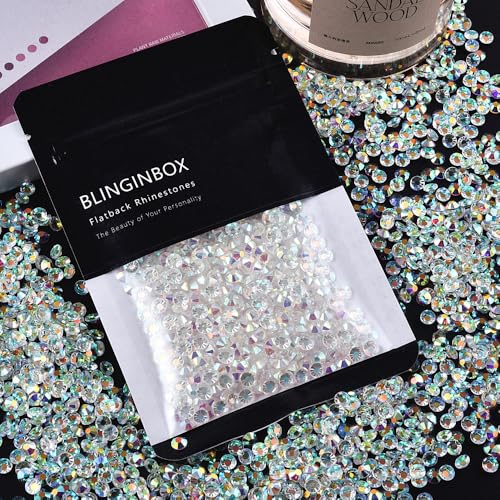 Image of 1440 Pieces SS20 /4.6-4.8mm Clear Crystal Flat Back Brilliant Round Rhinestones Glass Stones Glitter Gems Transparent Crystals Diamond (Clear AB).
