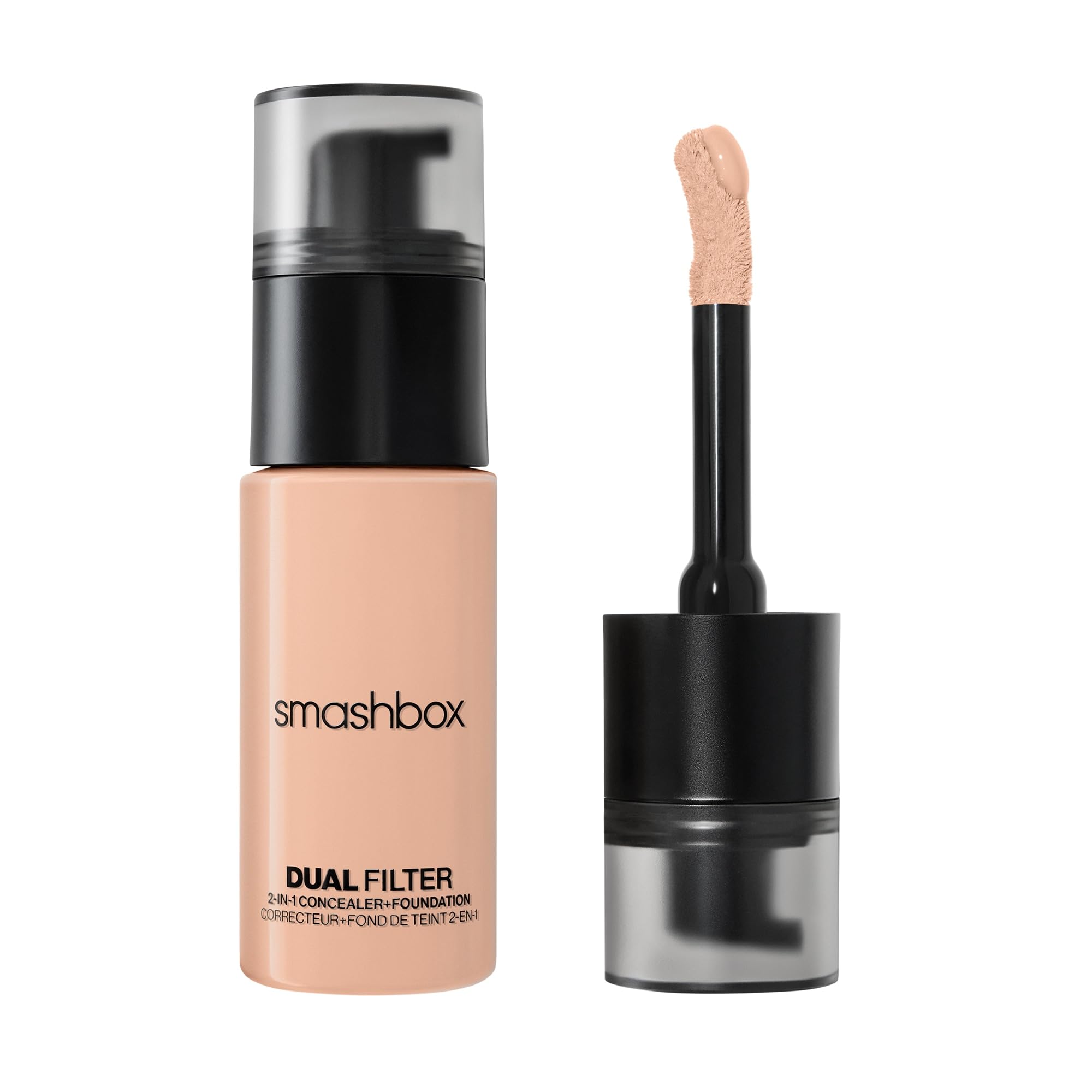 Smashbox Dual Filter 2-In-1 Full Coverage Concealer and Foundation | Long Lasting, Humidity Resistant, 16 Hour Wear, Buildable, Liquid Foundation with Radiant, Skin Like Finish, Light Cool, 1 Fl Oz