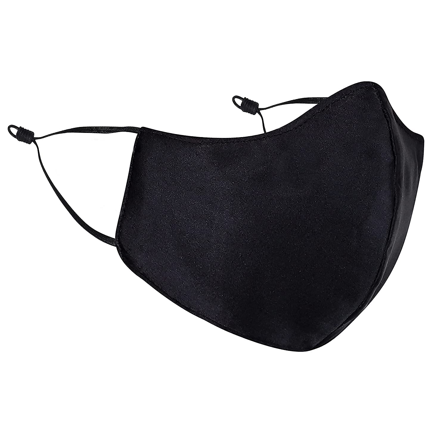 Pack of 2 Pure Black Adjustable Cotton Super Soft Reusable Washable Protection Cloth Face Mask for Men/Women/Unisex Adults