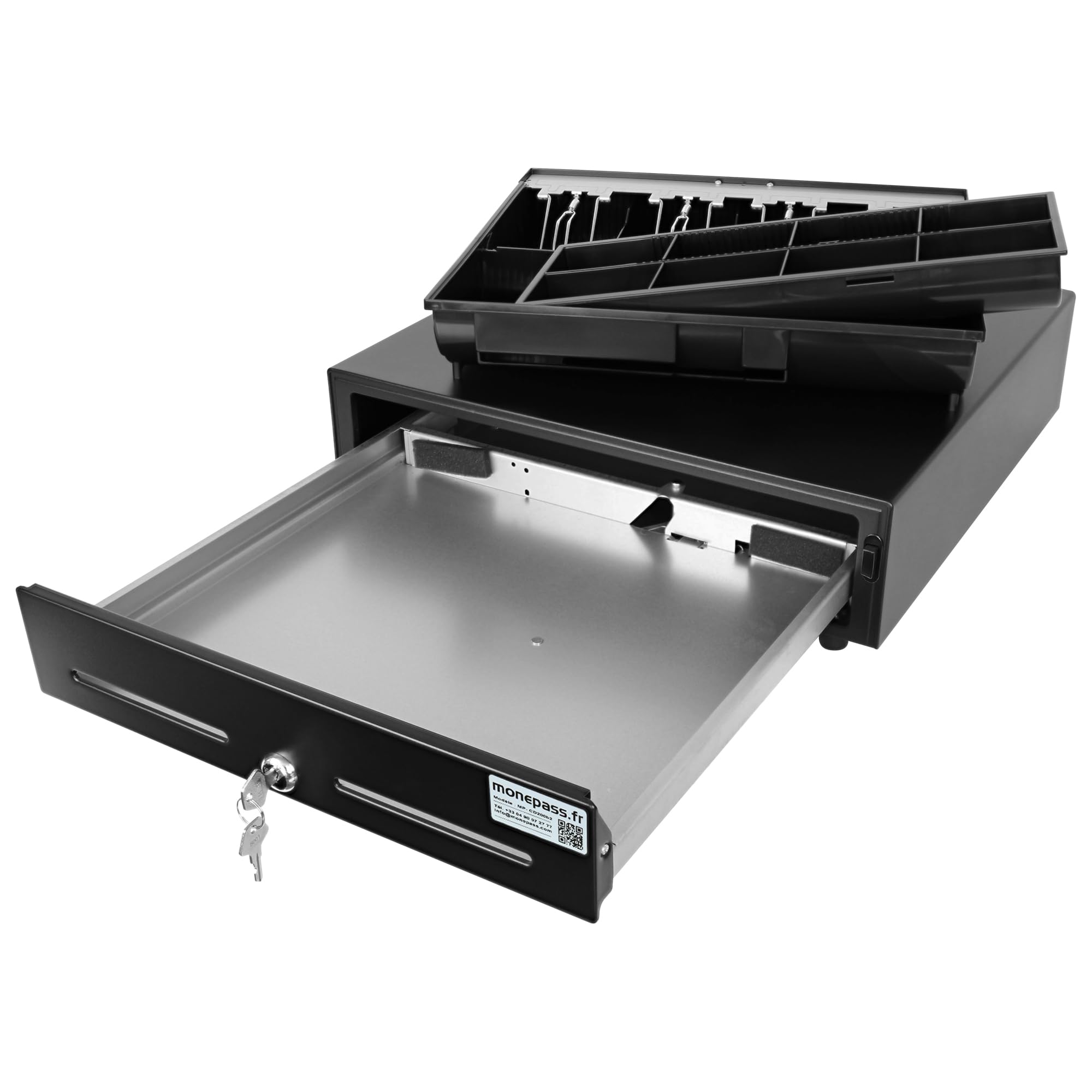 Monepass CD200b2-4B/8C Tiroir-caisse 41 cm à ouverture manuelle avec Insert amovible