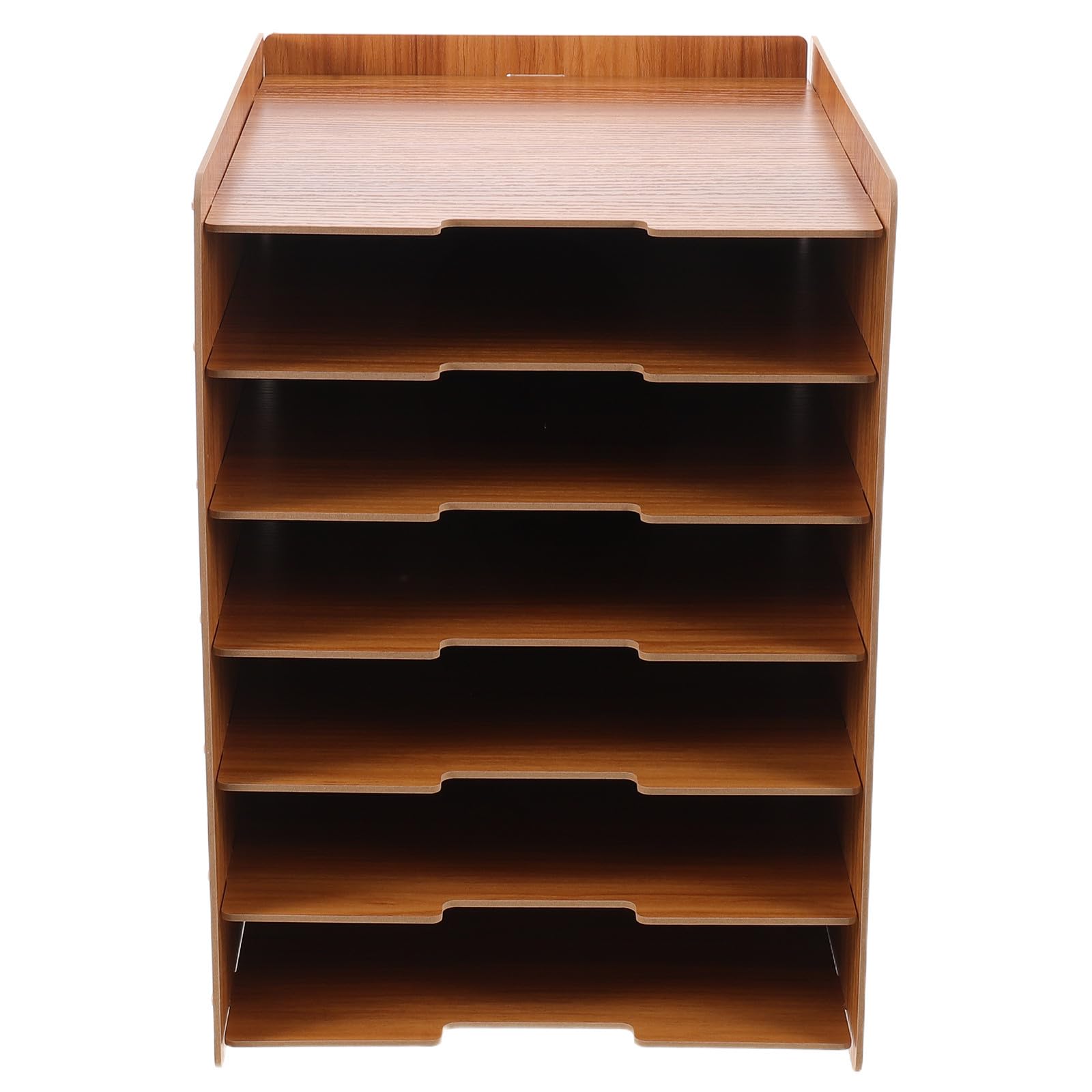 PLAFOPE Organizzatore da Scrivania in Legno con 7 Livelli, Struttura Rinforzata e Design Naturale per Ottimizzare la Visibilità dei Documenti su Tavoli e Scrivanie