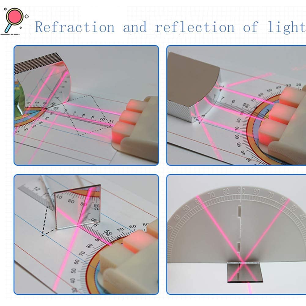 Optischer Experimentierkasten, Schulphysik-Experimentierausrüstung, komplettes Set mit Experimentierkästen, optischen Werkzeugen, Prisma, konkave Linse, Konvexe Linse