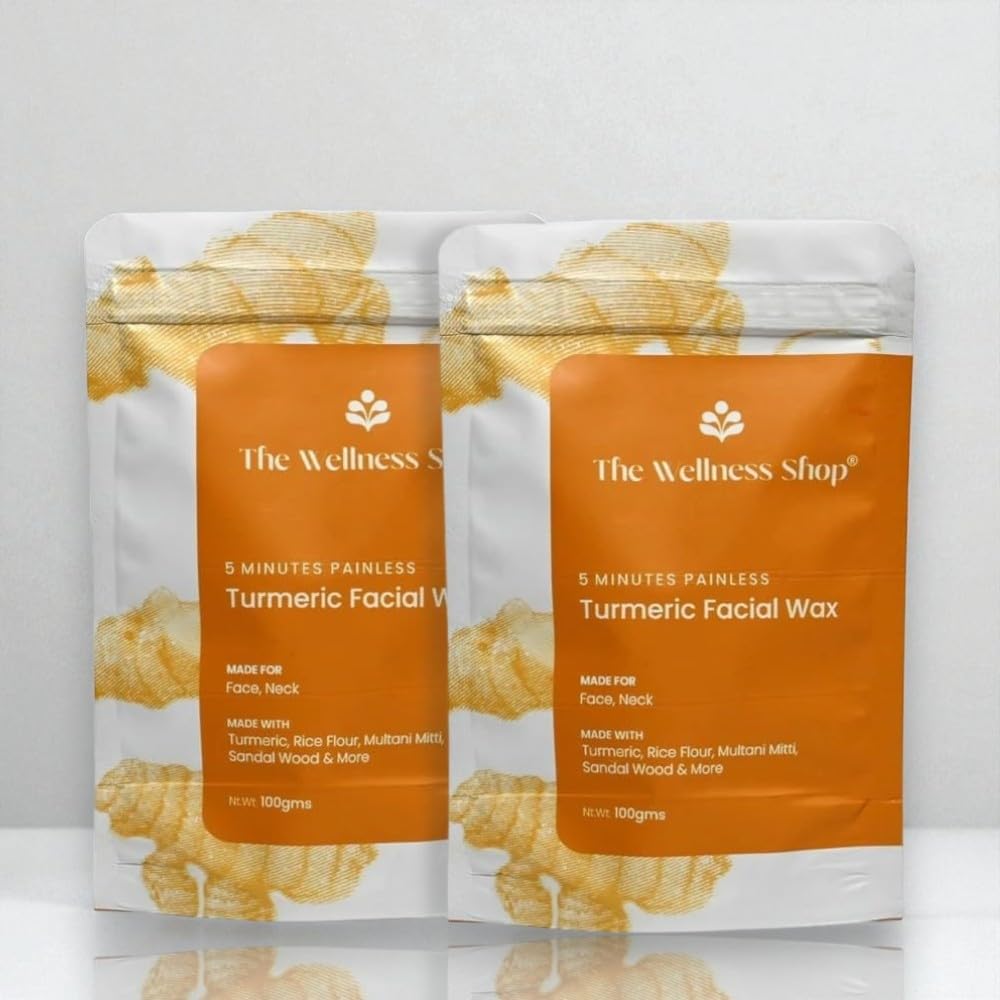 Turmeric Facial Wax Powder- 100g | 5 Minute Painless Solution | Face Hair Removal Waxing Powder | No Skin Irritation & Rashes | Enhanced Skin Tone | Easy to Use at Home | 2 Pieces