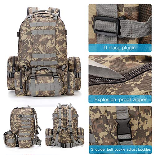 WintMing Military Tactical Backpack 45+10L Army 3 Day Assault Pack Molle Camping Hiking Rucksack Traveling Daypack (B08-ACU-Camo) - Thumbnail 2