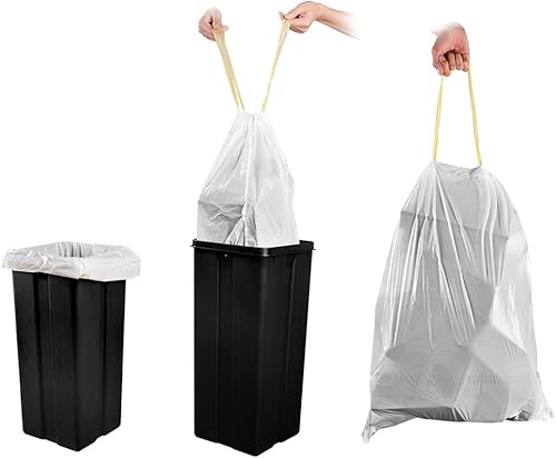 Miniatura 4 de Bolsas de basura meidong de 13 galones, grandes, altas y con cordón de cocina, fuertes y multiusos, para cubo de basura (5 rollos/95 unidades)