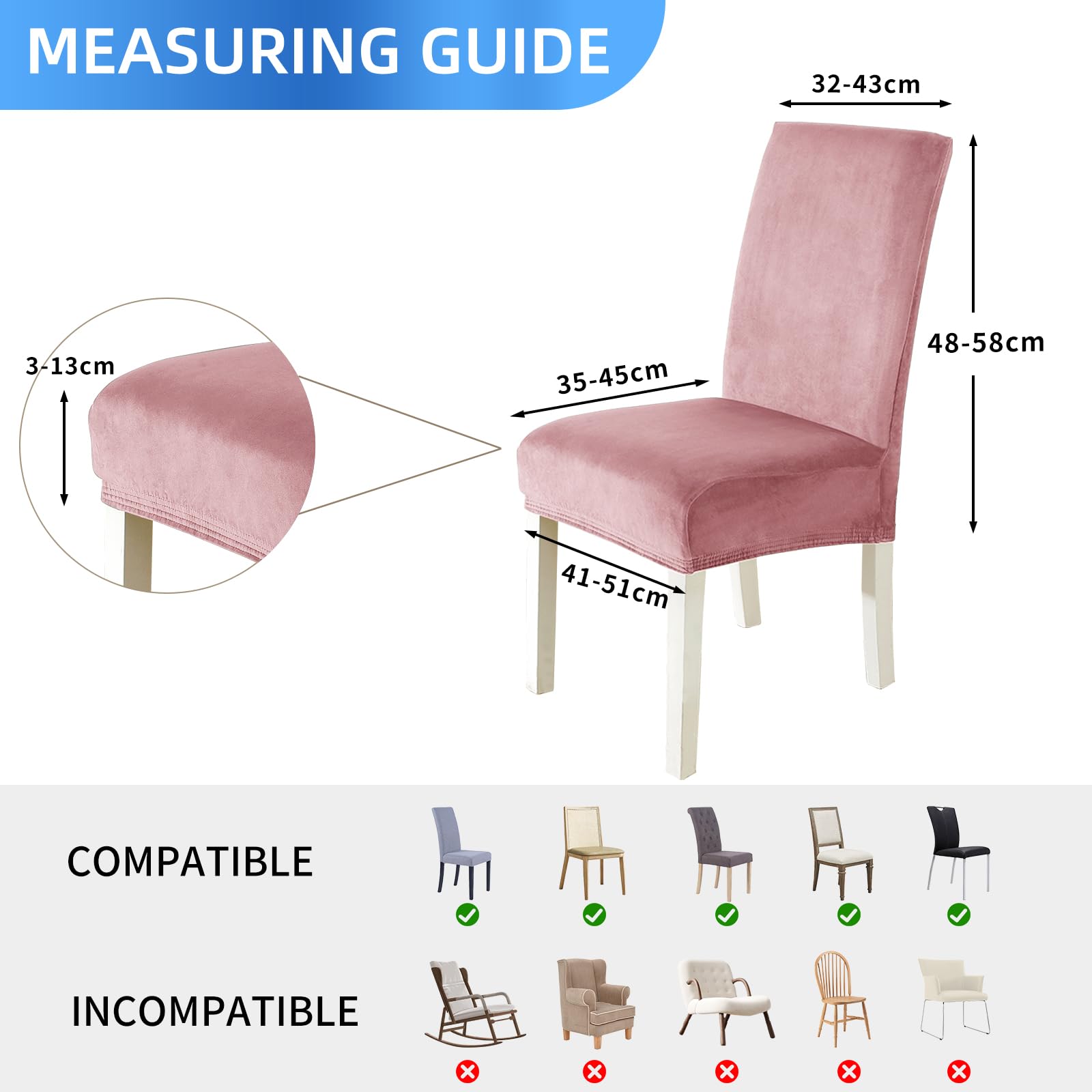 CYCMACO Velluto Coprisedie Con Schienale 6 Pezzi, Coprisedia Cucina Elasticizzato, Universale Copri Sedie Soggiorno, Fodera Sedia Con Schienale Alto, Chair Cover, Grigio Argento