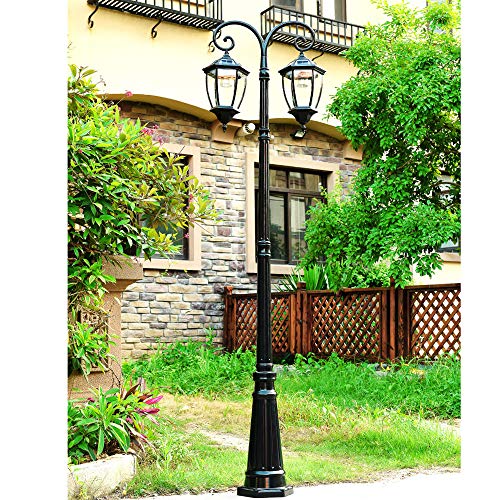 Ibalody Remote Control Solar Panels Outdoor Lamp Post Light Fence Column Lights Landscape Waterproof High Pole Light Anti-Rust Aluminum Pillar Lamp European Garden Lights Three-Color Dimming #TOP3