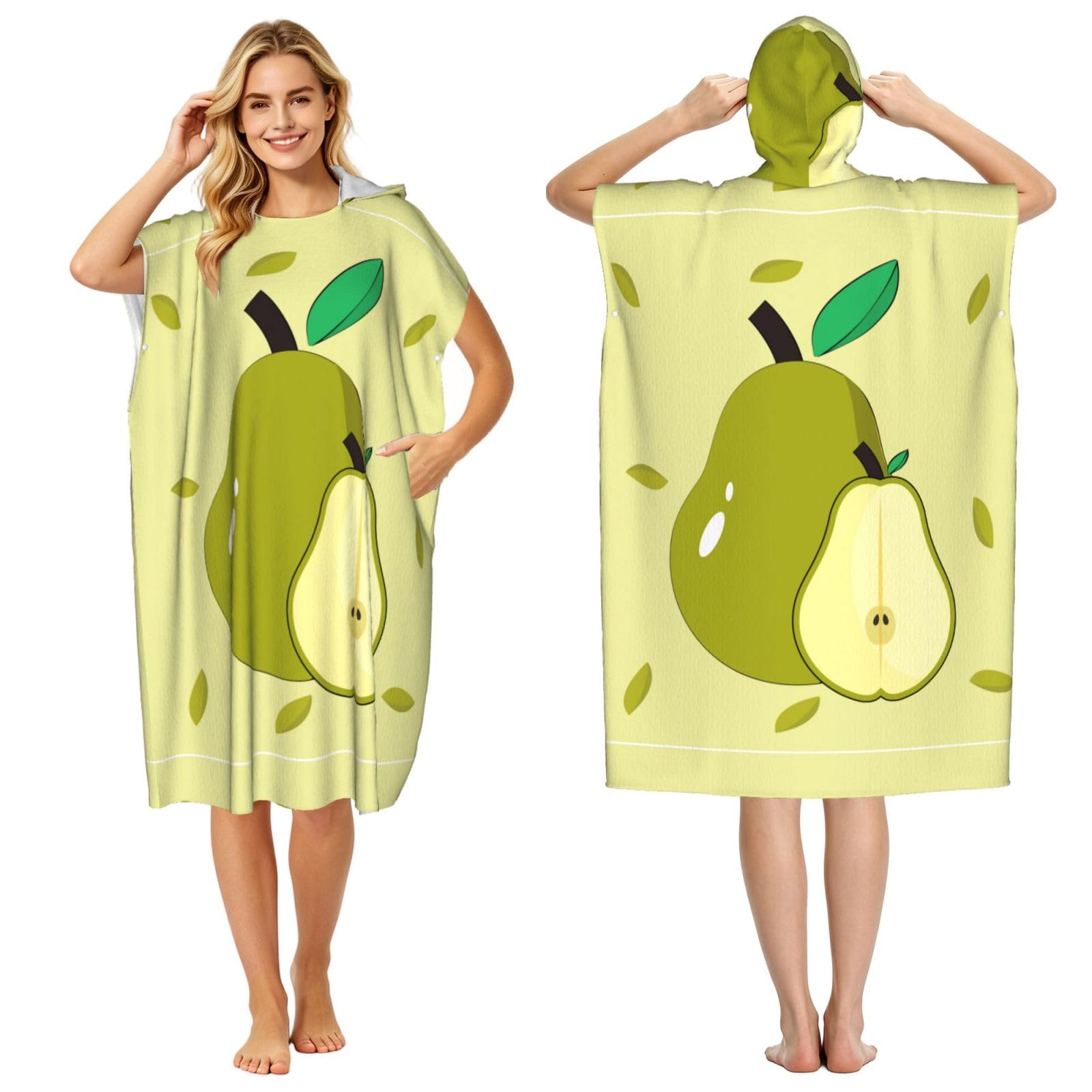 WSSYYBF WSSYYBFcartoon pear Adult hooded beach towel Oversized with Hood for Absorbent Quick Dry