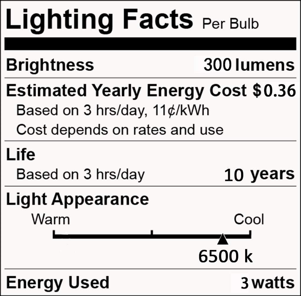12V Low Voltage LED Light Bulbs - Daylight 3W(Only for 12-36V), Pack of 6