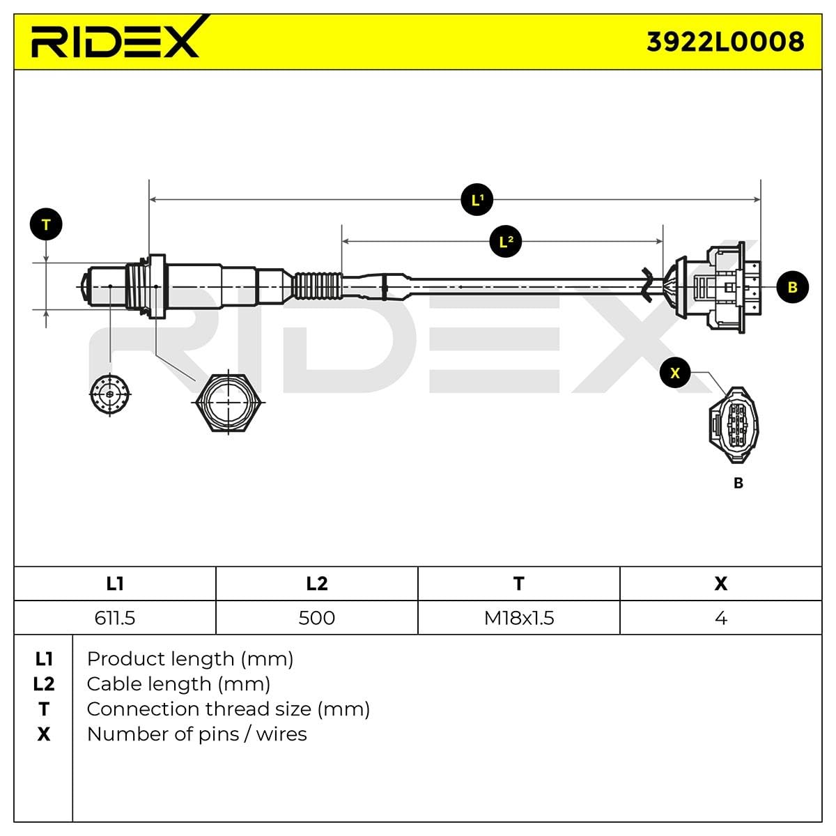 RIDEX 3922L0008 Sonde lambda Compatible avec OPEL Corsa D 3/5 portes S07