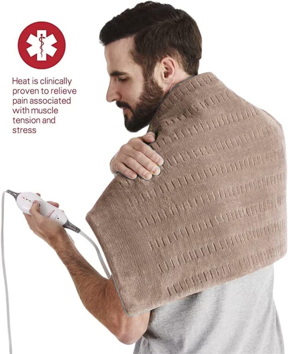 Sunbeam Heating Pad for Back, Neck, and Shoulder Pain Relief with Auto Shut Off, XXL Large 20 x 24, teal