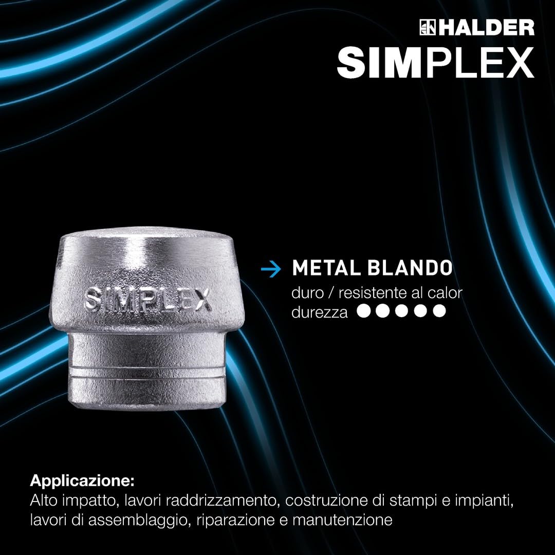 HALDER - Scatola d'azione per auto, martello delicato SIMPLEX D40, rame/metallo morbido + foratura | 3749s001